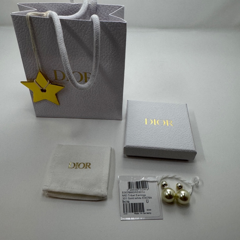 Dior Gold and Cream Pearl Earrings NWT